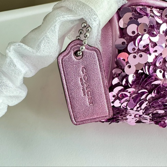 Coach Nolita Barrel Bag Lilac Pink Sequins Silver Hardware Style CQ589 - Picture 7 of 14